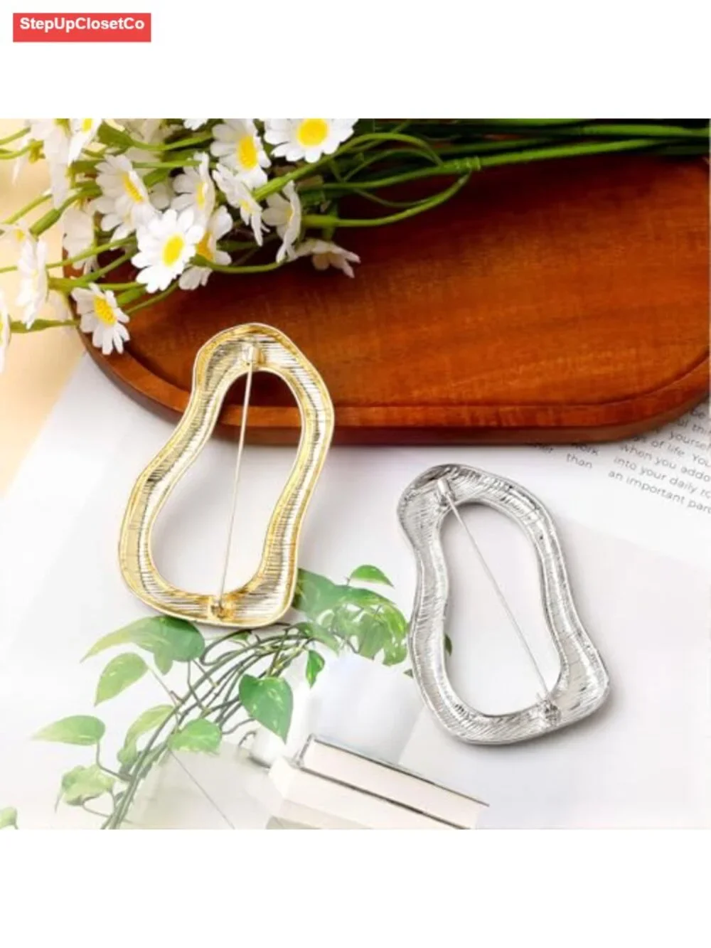 2-Pack Irregular Geometric Brooches Pins Set for Sweater Hat Scarf Suit Dress,